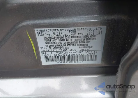 2021 Nissan Sentra Sv из США, поврежденный, VIN 3N1AB8CV2MY313165